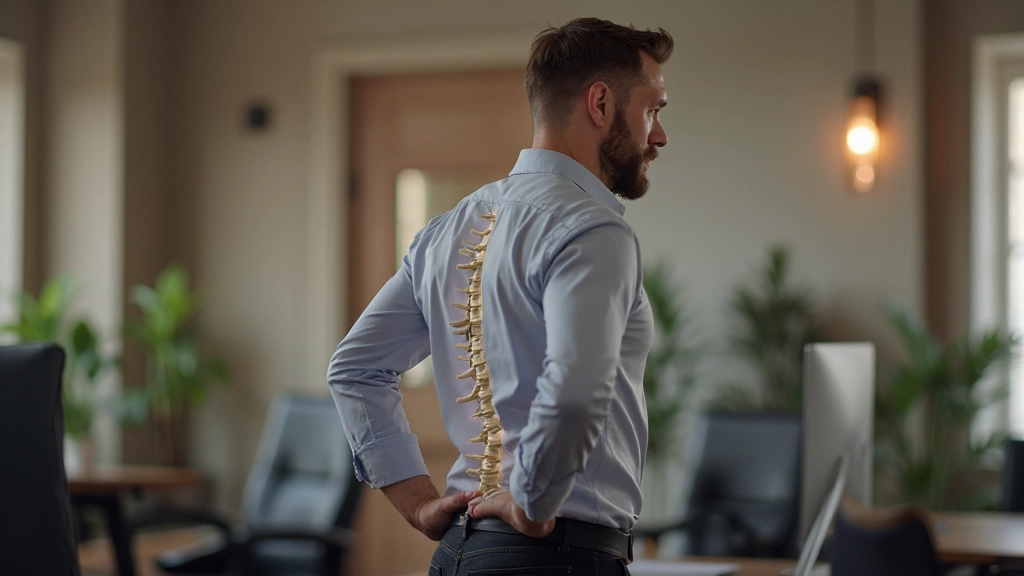 Man in profiel die zijn ruggengraat recht houdt en naar voren kijkt met zelfvertrouwen