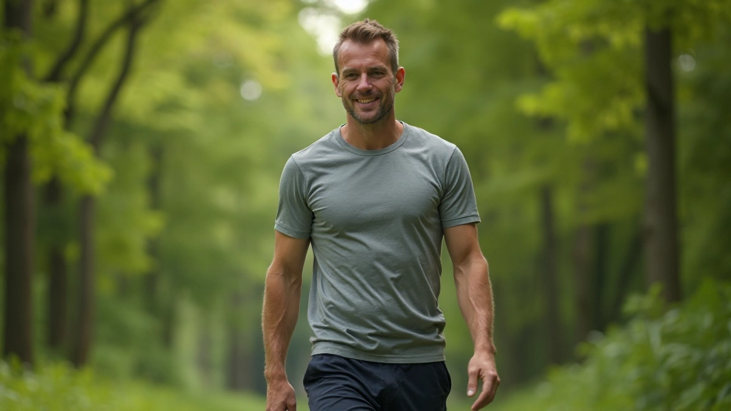 Persoon die buiten loopt in groen omgeving, beweging en natuurcontact