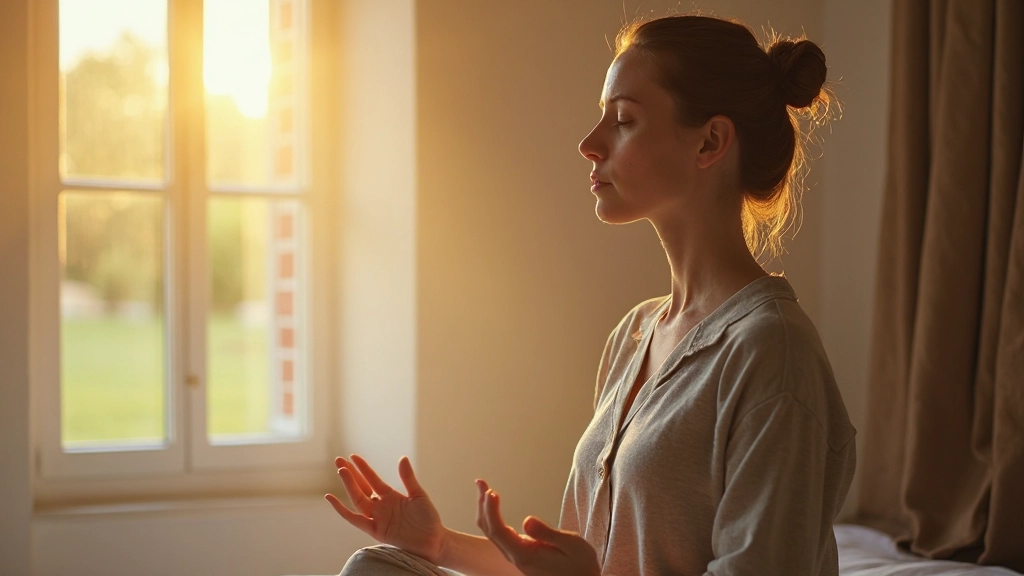 Persoon die mediteert in een rustige ruimte met natuurlijk licht